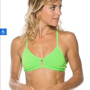 jolyn neon green vent swim top size small